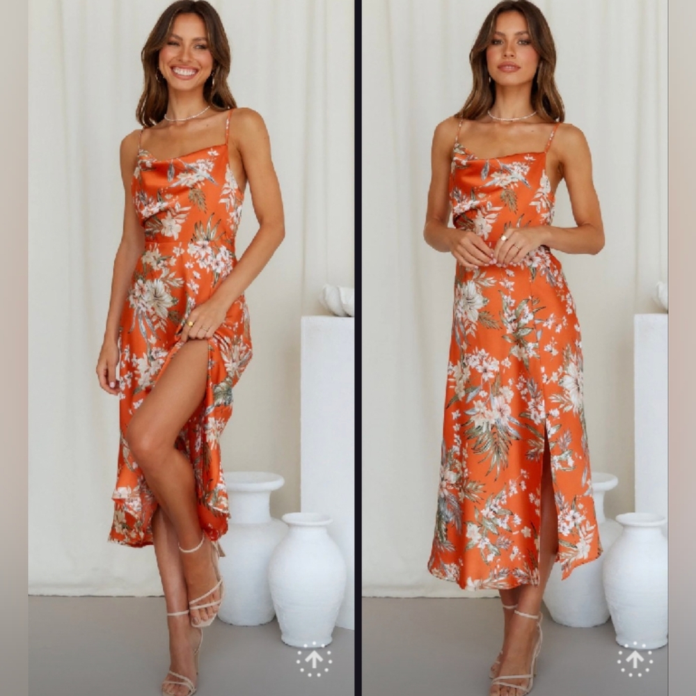 HEART IN THE SUN MIDI DRESS ORANGE 